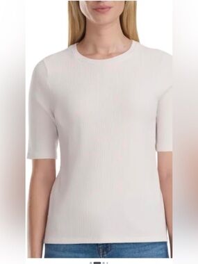 Splendid Classic White Short-Sleeve Ribbed Women's Top